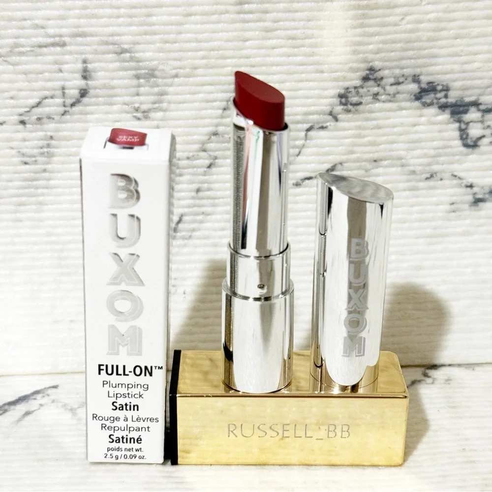 Buxom Full-On Plumping Red Satin Lipstick (Color: Sexy Vamp, Boysenberry Red)